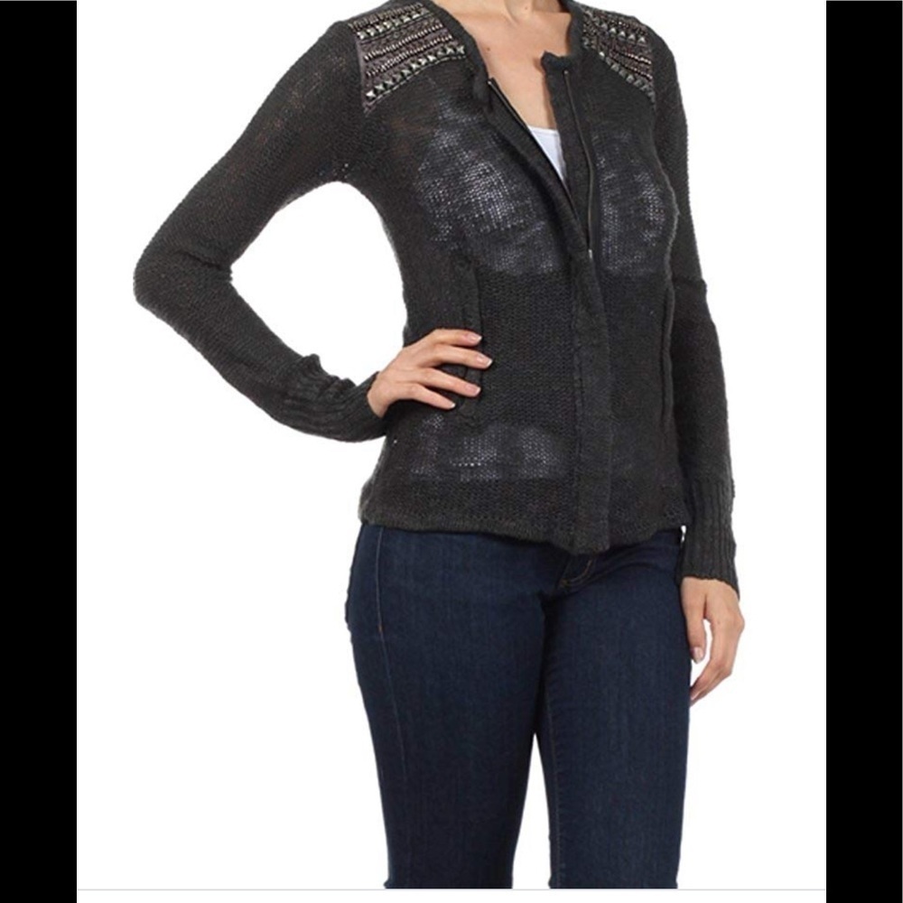 Mystree Cardigan‎ Sweater Pockets Beaded S